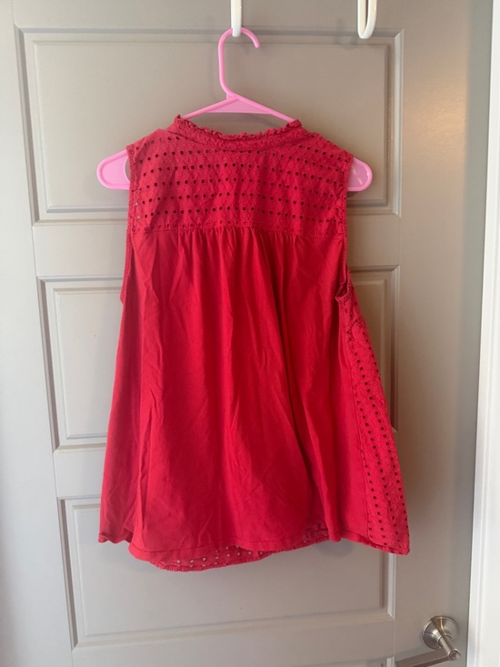 Lane Bryant Bright Red Eyelet V-Neck Tank - Picture 2 of 3
